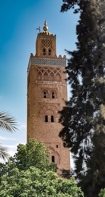 Koutoubia Mosque minaret in Marrakech, Morocco