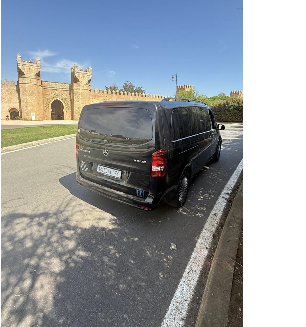 Mercedes V-Class private transfer at the Chellah, Rabat — Casablanca to Rabat door-to-door service by Omar's Shuttle