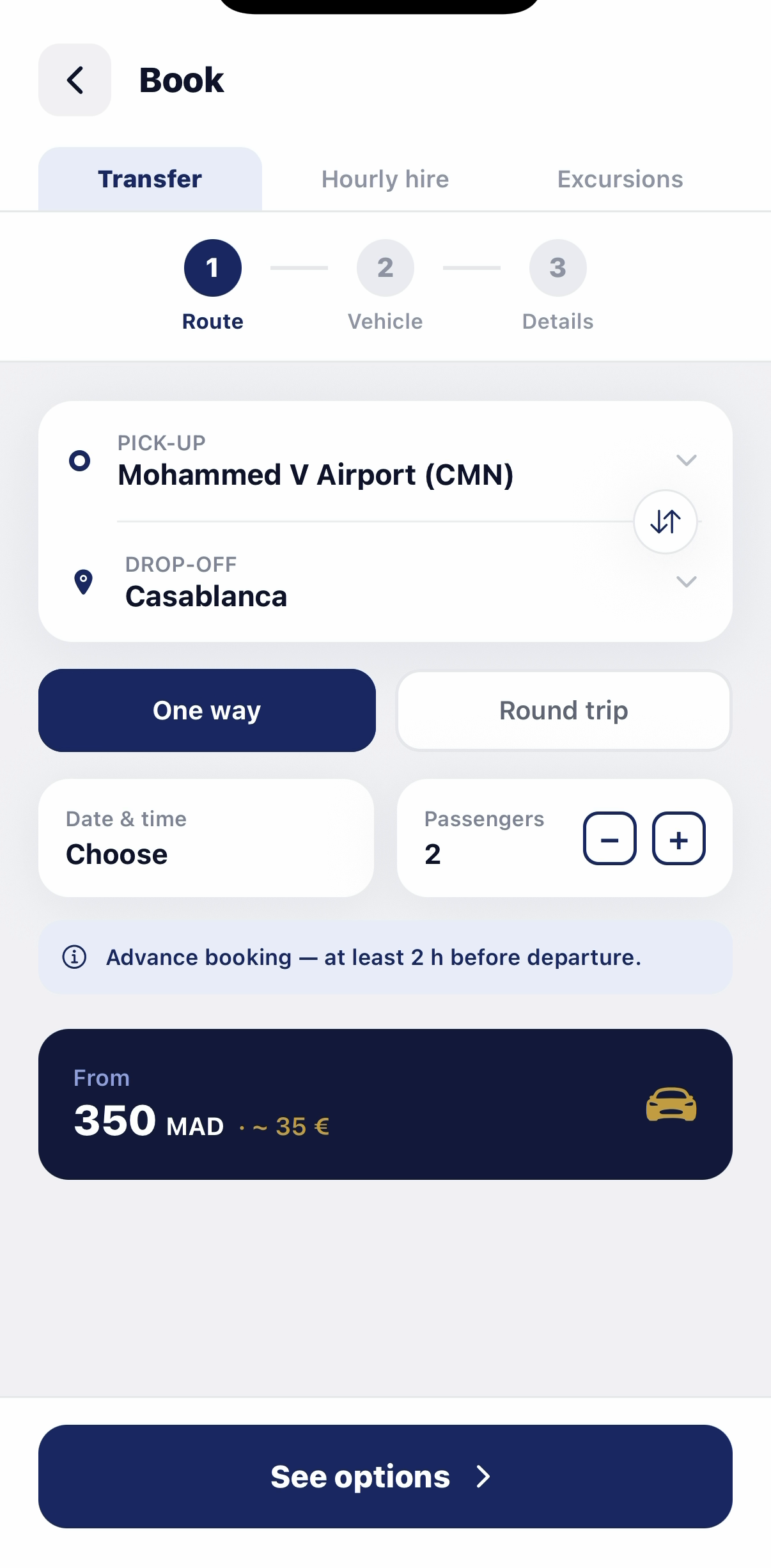 Omar Shuttle app — book an airport transfer
